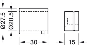 Supports de tringle d'armoire, pour tringle d'armoire ronde Ø 20 mm