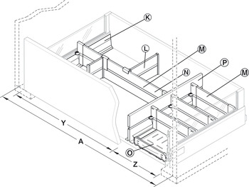 Kit de réception de séparateur transversal, Blum Orga-Line, pour Tandembox antaro, pour hauteur de système M avec galerie D