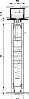 cloison coulissante, Häfele Slido W-Park11 80A, bois