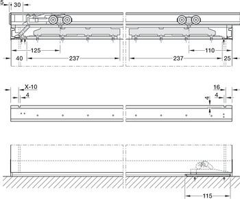 Rail de guidage, Eku Porta 60/100 HMD, garniture