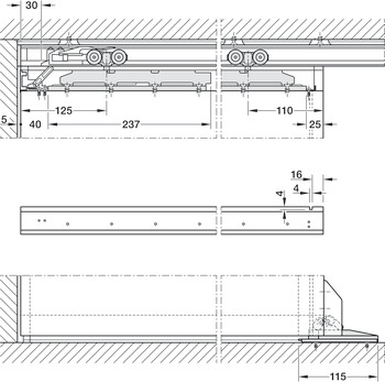 Rail de guidage, Eku Porta 60/100 HMD, garniture