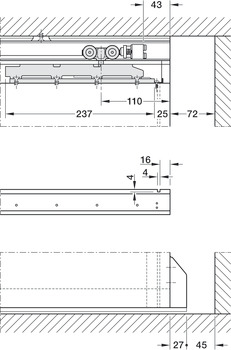 Rail de guidage, Eku Porta 60/100 HMD, garniture