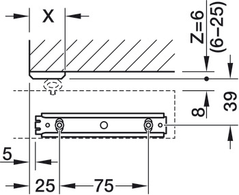 Rail de guidage, Eku Porta 60/100 HMD, garniture