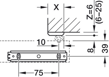 Rail de guidage, Eku Porta 60/100 HMD, garniture